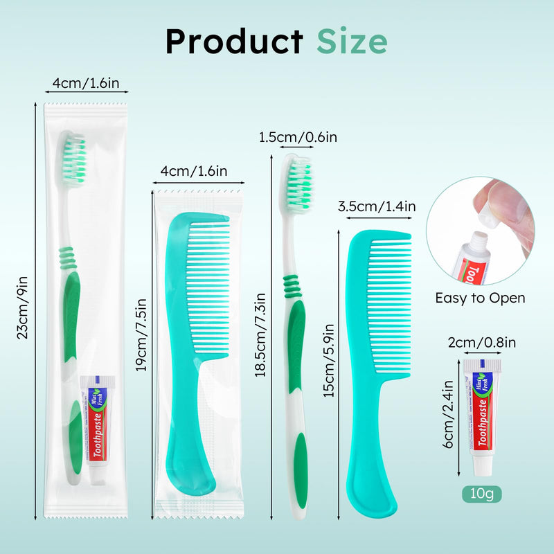 [Australia] - Disposable Toothbrushes with Toothpaste and Comb in Bulk, Individually Wrapped Soft Bristle Travel Size Basic Hygiene Kits, for Travel Hotel Camping Charity Homeless Shelter Donation in 5 colors (25) 25 
