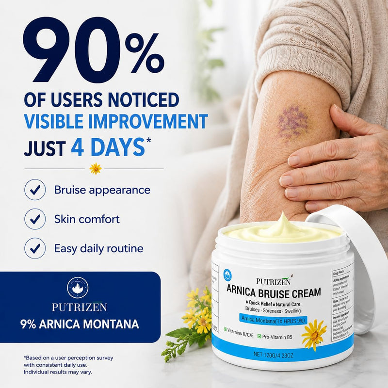 9% Extra Strength Arnica Bruise Cream for Pain & Swelling, 4.23 oz | Higher active concentration than familiar 7% formulas, plus Vitamins K, C, E & B5 in a fast-absorbing, non-greasy base