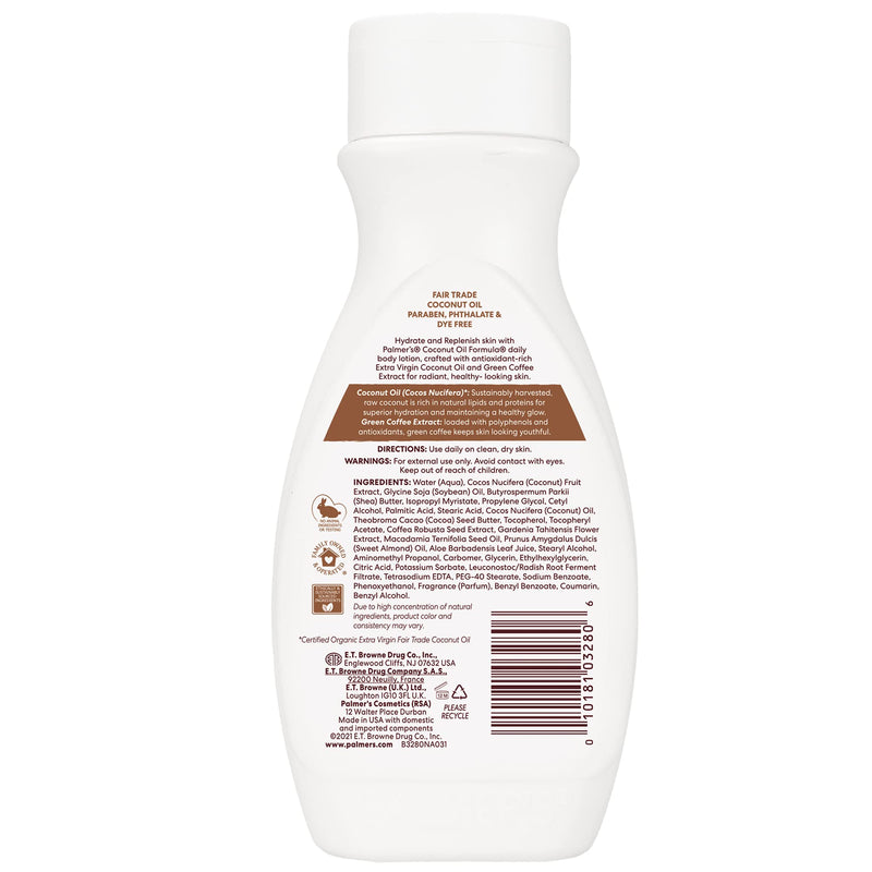 Palmer's Coconut Oil Formula Body Lotion for Dry Skin (8.5 Fl Oz) | A hydrating hand and body moisturizer with Green Coffee Extract and Vitamin E for 48 hour moisture and radiant skin WHITE 8.5 Fl Oz (Pack of 1)