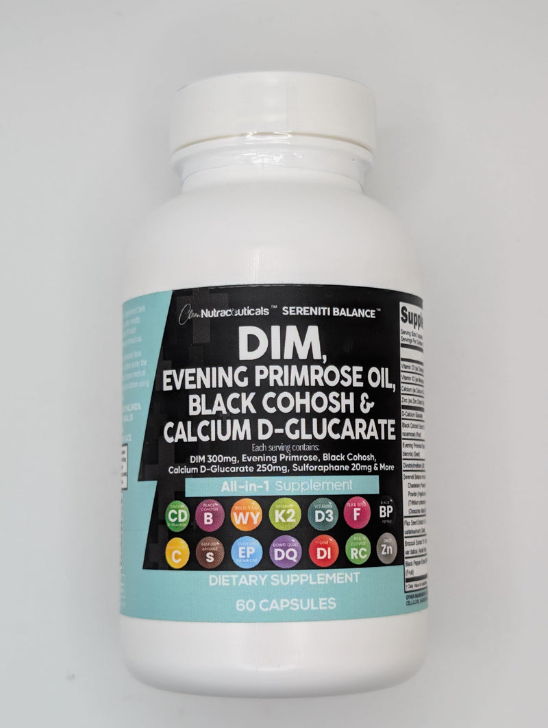 [Australia] - Clean Nutraceuticals DIM Evening Primrose Black Cohosh Calcium D-Glucarate Sulforaphane Flax Seed Extract - Hormonal Support Vitamins for Women with Dong Quai - 60 Caps 