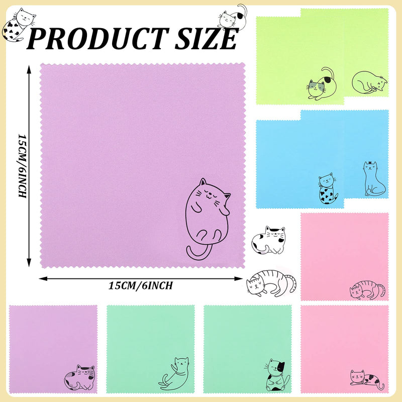 [Australia] - Sinmoe 20 Pcs Microfiber Cleaning Cloth Cute Kitty Cat Design Microfiber Cloth Gift Soft Multicolor Glasses Cleaner Cloth for Eyeglasses Camera Lens Cell Phone Screens Glasses, 6 x 6 Inches (Cat) 