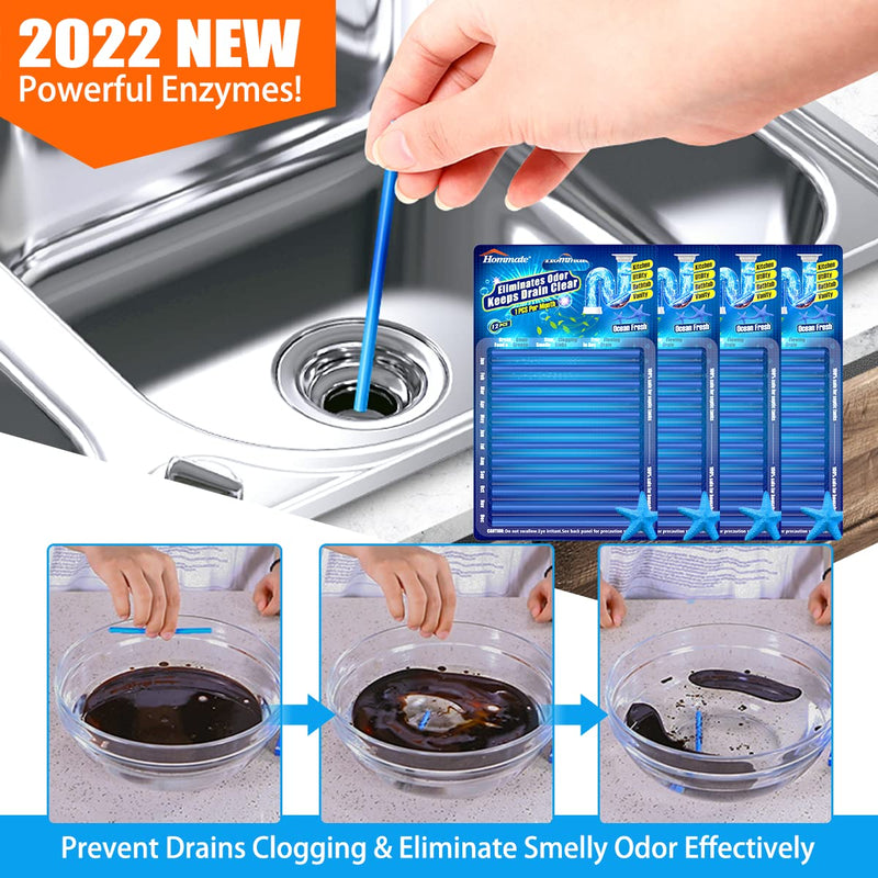 [Australia] - Drain Sticks Drain Cleaner Sticks Drain Stix DrainStix Drain Cleaner and Sticks Non-Fragile for Preventing Clogs Odor Sink Pipe Cleaning Sticks for Drains As Seen On TV Unscented 