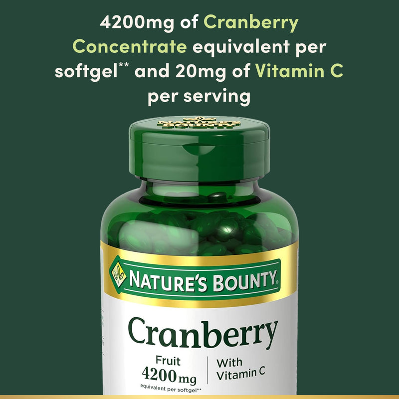 Nature's Bounty Cranberry Pills for Women Urinary Tract Health, 250 Count | Cranberry Supplements with Concentrate & Vitamin C, 250 Softgels