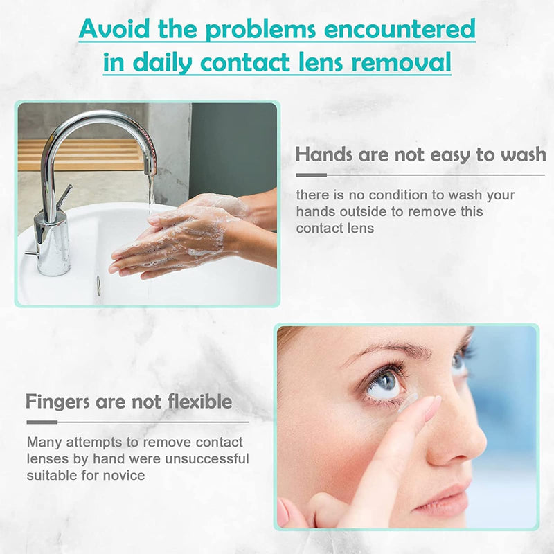 [Australia] - Hshenjhu Set of 5 Contact Lens Removers, Contact Lens Sucker with Storage Case, Green Contact Lens Removal with Tweezers, Contact Lens Remover, for Hard and Soft Contact Lenses Home Travel 