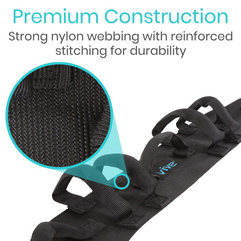 [Australia] - Vive Gait Belt (300lbs) Transfer Belt with Handles - Medical Nursing Safety Patient Assist - Bariatric, Elderly, Handicap, Physical Therapy - PT Gate Strap Quick Release Metal Buckle, Grabbing Teeth 