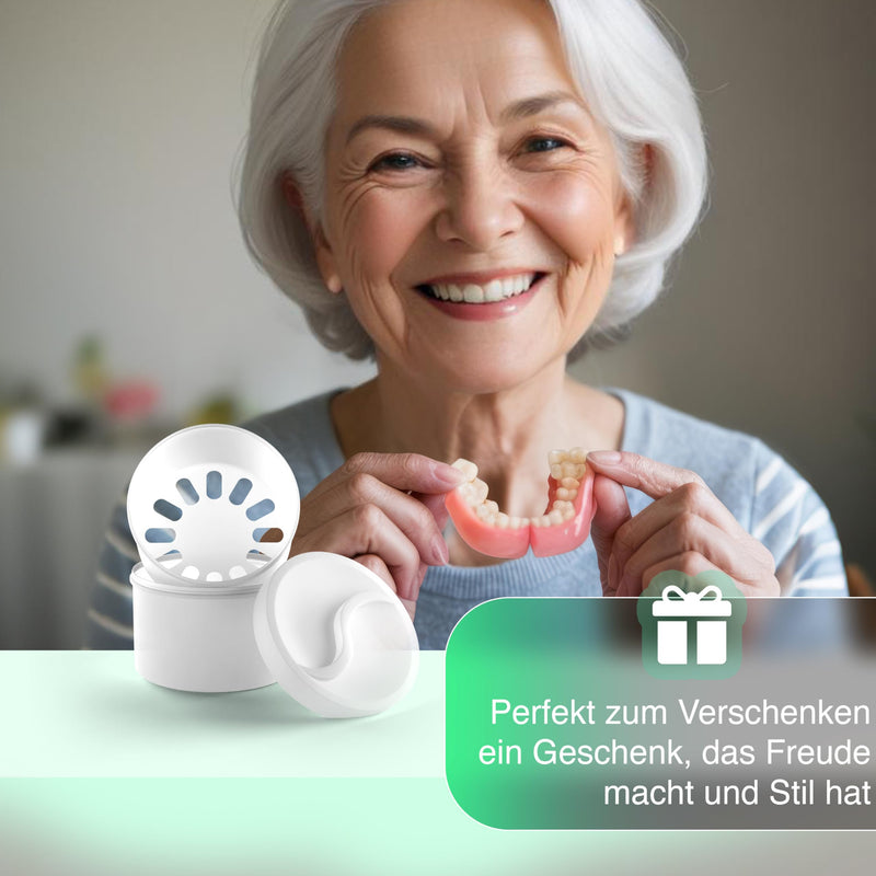 [Australia] - Denture container, denture box with removable insert, secure screw lid and temperature resistance | Hygienic storage and cleaning for dentures and dental splints (1 piece) 1 