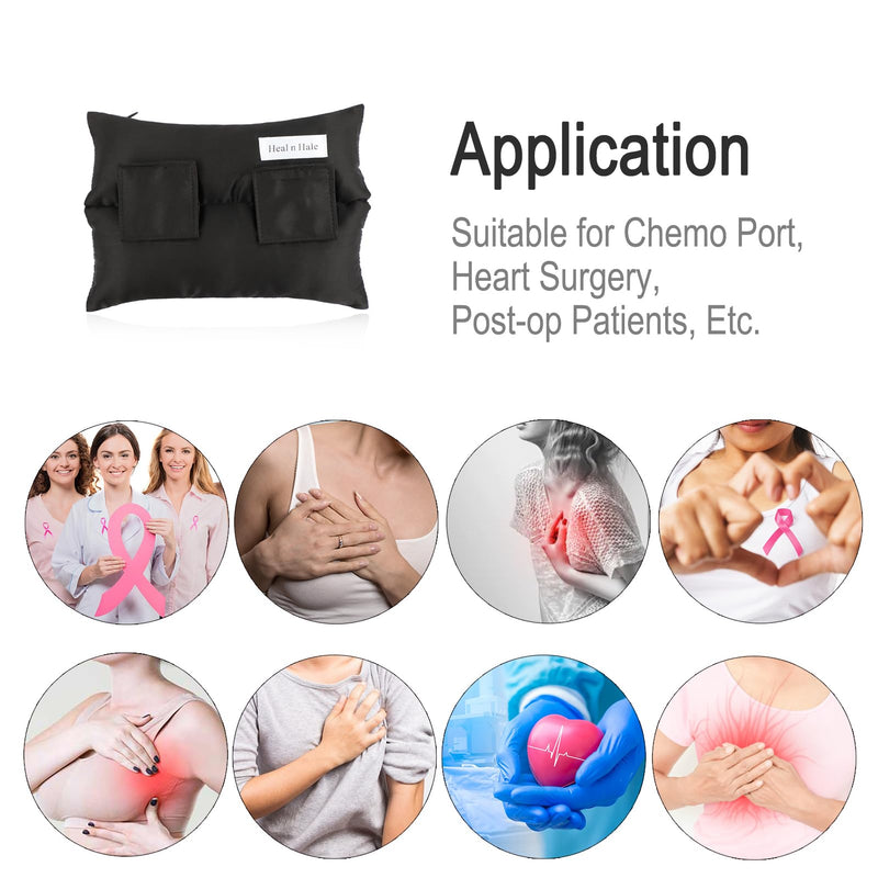 [Australia] - Chemo Port Pillow, Silky Satin Port Pillows for Chest Support Chemo Patients Heart Surgery Pillow After Open Heart Surgery Recovery Gifts, Supports for Chest for Medical Use, Black 