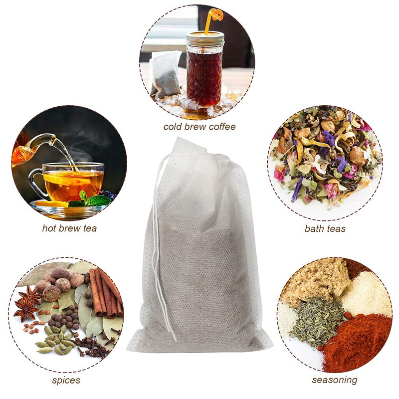 [Australia] - 50pcs No Mess Cold Brew Bags, 4x6 inch Disposable Coffee Filter Bag Fine Mesh Brewing Drawstring Pouches for Iced Coffee Hot Tea Herb Spice 