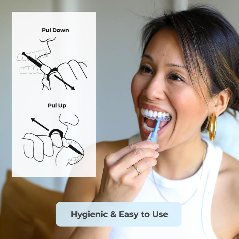 PUL Pack of 2 Reusable 2-in-1 Aligner Seating Chewie & Removal Tool — Compatible with Invisalign, Removable Braces, Retainers, Trays – Easy-to-Use Remover & Chew, Dental & Oral Hygiene – Blue, Black Blue + Black