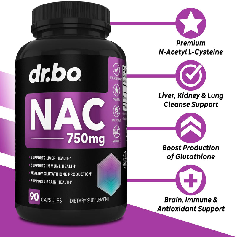 [Australia] - NAC Supplement N-Acetyl Cysteine Pills - 750mg N Acetyl Cysteine Pure Vitamin Capsule - Daily Liver Support Formula for Lung Cleanse Health, Kidney Detox, Brain & Respiratory Supplements - 90 Capsules 