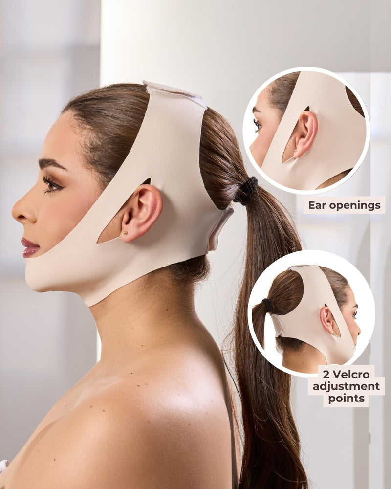 SHAPE CONCEPT Chin Strap for Sleeping 317 Medium Compression Double Chin Reducer and Chin Strap for Snoring X-Large Beige