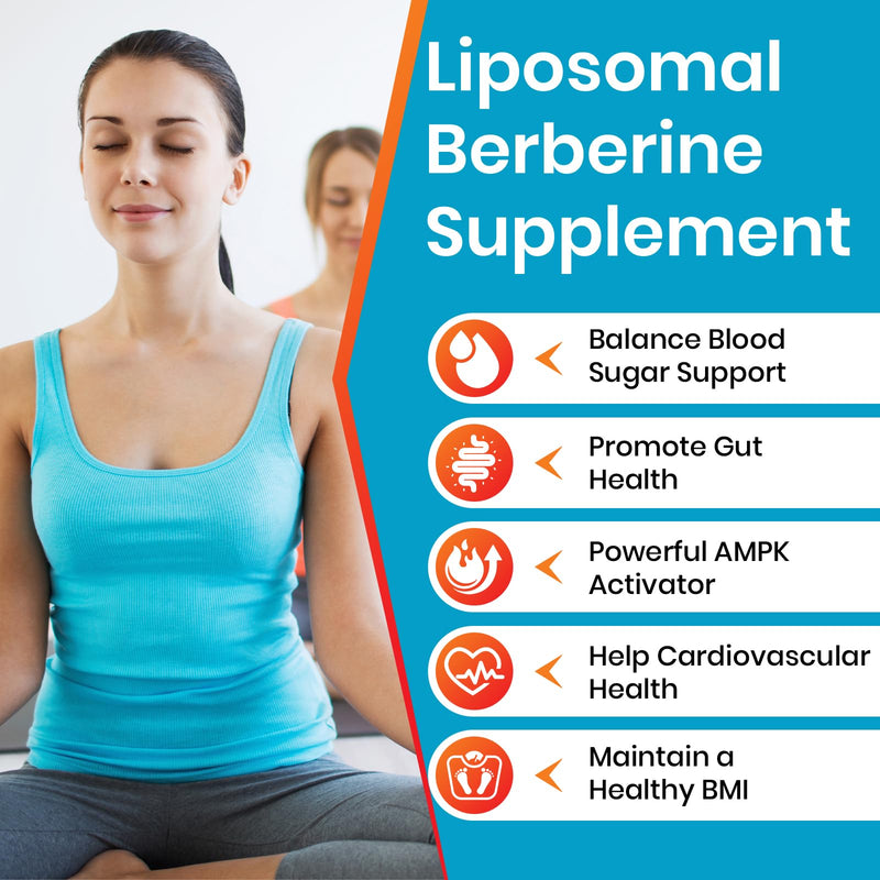 [Australia] - Liposomal Berberine Supplement 1500mg, High Dose Berberine HCL, Antioxidant AMPK Activator, Superior Absorption, Gluten Free, Soy Free, 60 Capsules 60 Pieces (Pack of 1) 
