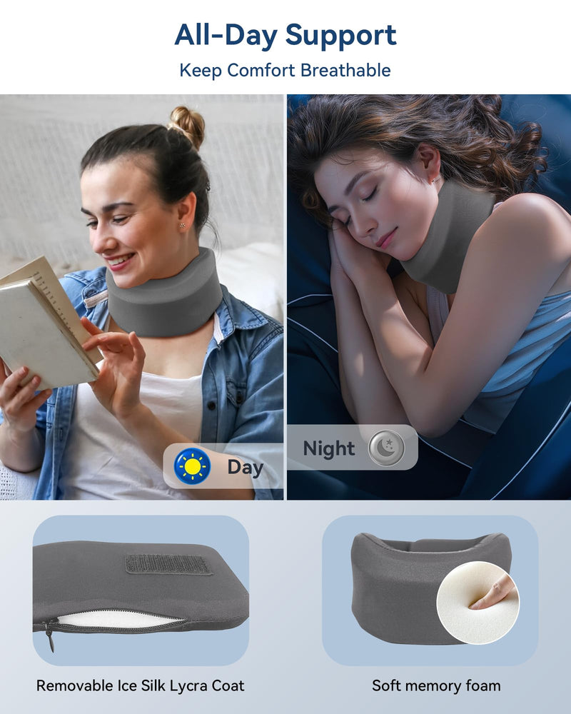 [Australia] - ‚ÄåNeck Support Brace - Neck Brace Cervical Collar Relief Neck Pain for Sleeping, Soft Foam Wraps Keep Vertebrae Stable and Aligned for Relief of Cervical Spine Pressure for Women & Men Steel Gray Medium 