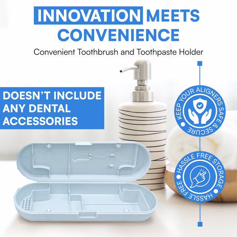 [Australia] - OrthoKey OrthoPod Dental Travel Case - Secure Storage for Aligners, Retainers, and Invisalign - Convenient Toothbrush and Toothpaste Holder - Clear Removable Grabber - Sterile Storage OrthoPodPB 