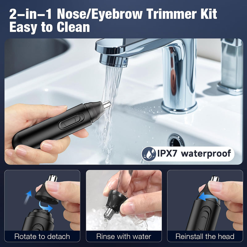 [Australia] - Nose hair trimmer nose hair trimmer men's USB eyebrow razor: iFanzeTech painless ear | Nose trimmer men and eyebrow trimmer, rechargeable dark black 