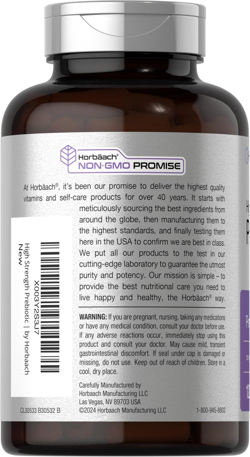 [Australia] - Horb√§ach Prebiotic for Men and Women | 120 Powder Pills | High Strength & Premium Quality Supplement | Non-GMO & Gluten Free Quick Release Capsules 