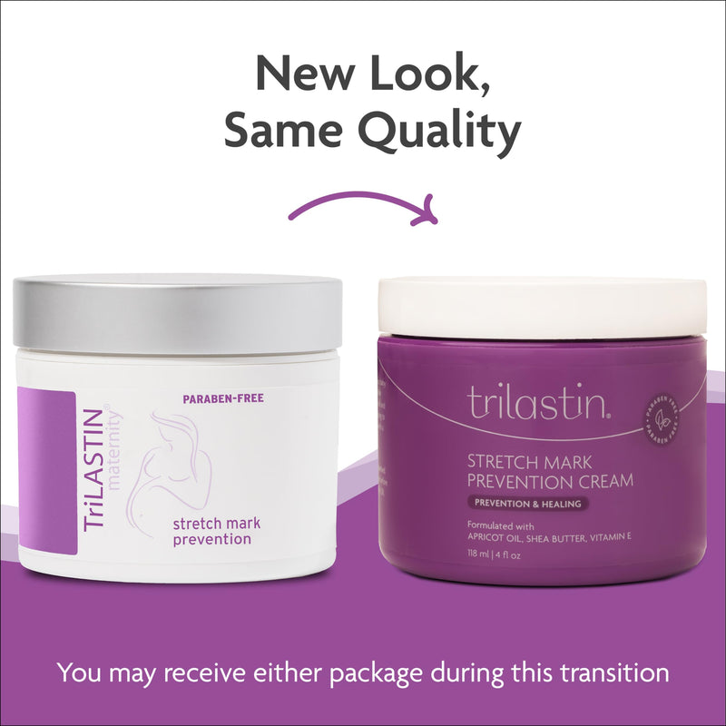 [Australia] - TriLASTIN Maternity Stretch Mark Prevention Cream - 4 Fl Oz Each, 2 Pack - Hypoallergenic & Paraben Free Pregnancy & Postpartum Skincare - Prenatal Formula to Prevent Marks & Baby Essentials Stretch Mark Cream 2 Pack 