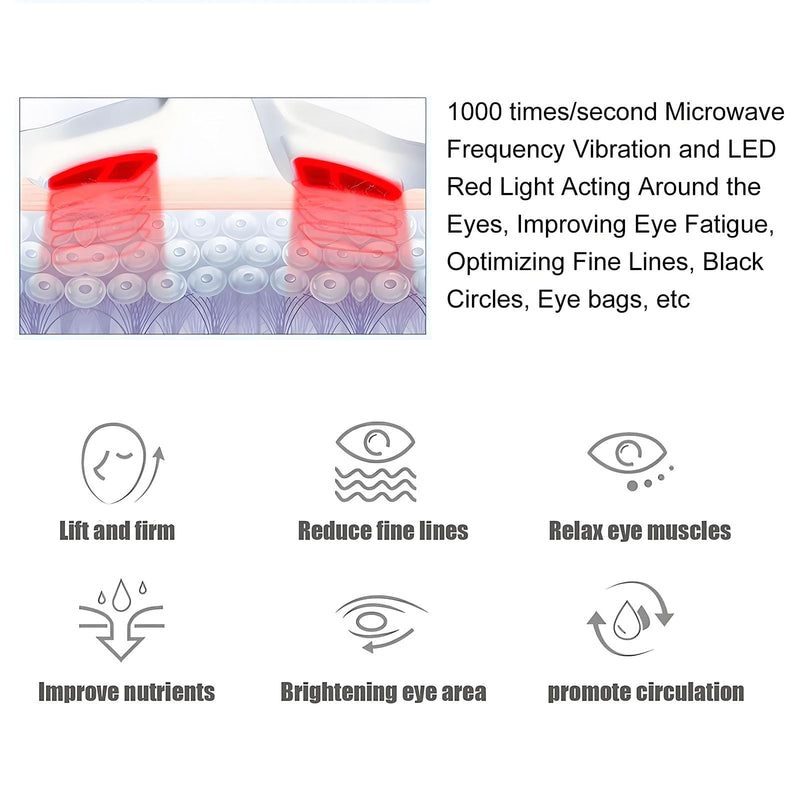 Under Eyes Red Light Therapy Eyelift Massager Glasses,Microcurrent Eye face led red light Beauty Device under Eye Massager Eyes Bag Remover for Reduce Dark Circles Puffiness Wrinkles Relax Eye Strain