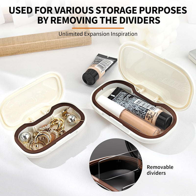 ONTERATE Small Pill Box, 6 Compartments Small Pill Case for Purse Pocket, Removable Divider Travel Pill Organizer, Moisture Proof Portable Mini Pill Container Medicine Organizer for Vitamins (Black) Black