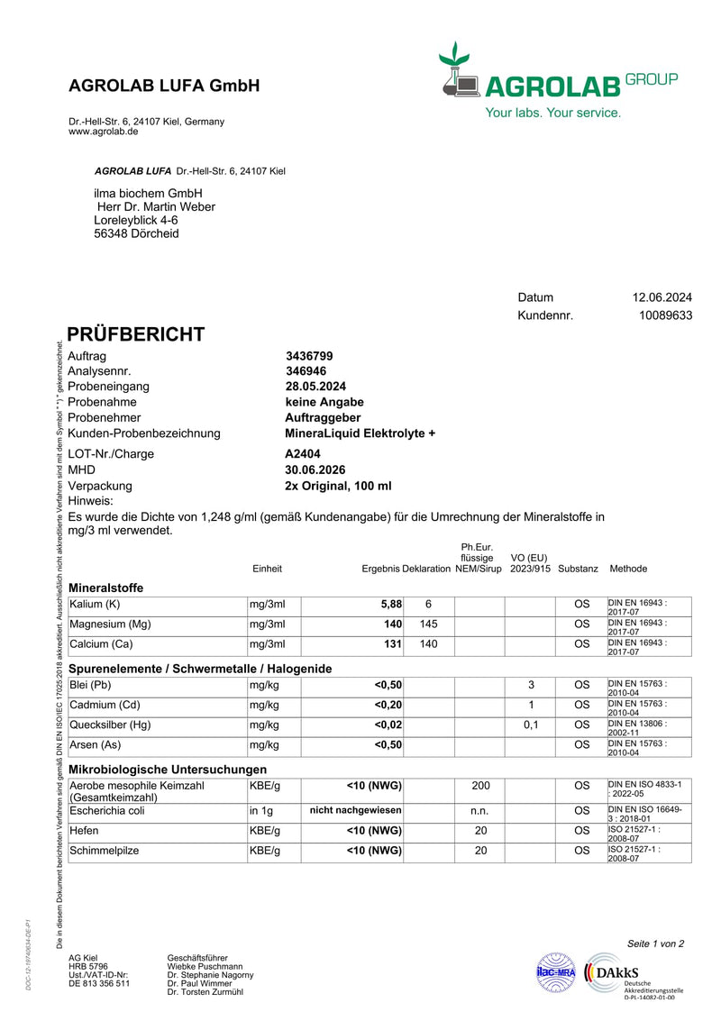 [Australia] - MineraLiquid Electrolytes+ - 100ml liquid electrolytes without sugar. Optimized bioavailability through lysine. Magnesium, sodium, calcium, potassium. 