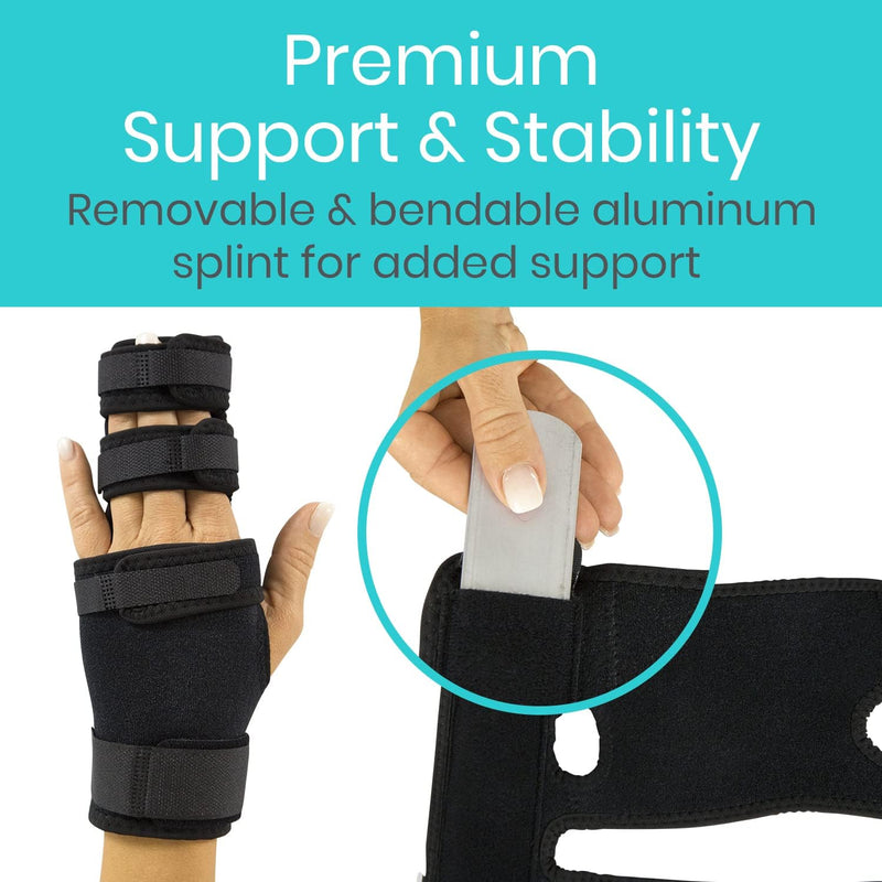 [Australia] - Vive Trigger Finger Splint - 2 Finger Brace for Middle, Index, Pinky, or Ring Fingers - Adjustable Hand and Wrist Support - Straightening Immobilizer for Broken Fingers, Arthritis, and Contractures Black 