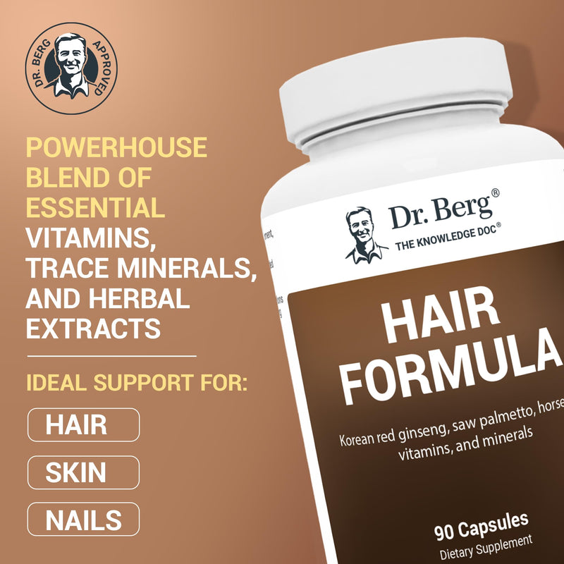 Dr. Berg All-in-One Vitamins for Hair, Skin, & Nails - Advanced Formula with Biotin, Saw Palmetto, DHT Blocker, & Trace Minerals - 90 Veg Capsules 90 Count (Pack of 1)