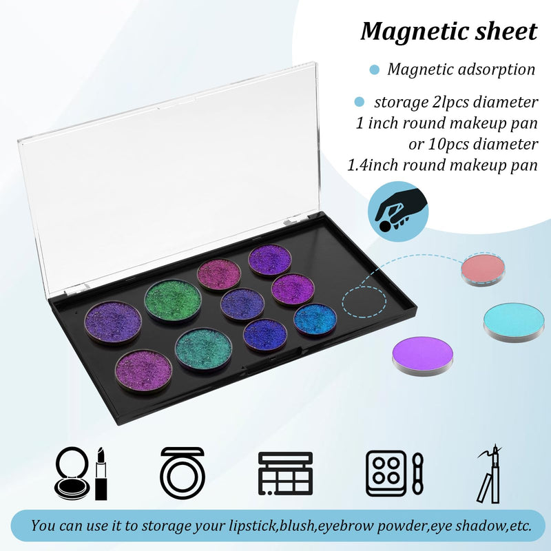 [Australia] - Magnetic Makeup Palette with Clear Top, 3Pack Empty Eyeshadow Pan Dispensing Storage Box with 60Pcs Adhesive Metal Stickers for DIY Cosmetics Lipstick Blush Powder-7.72”X4.33”Palette 