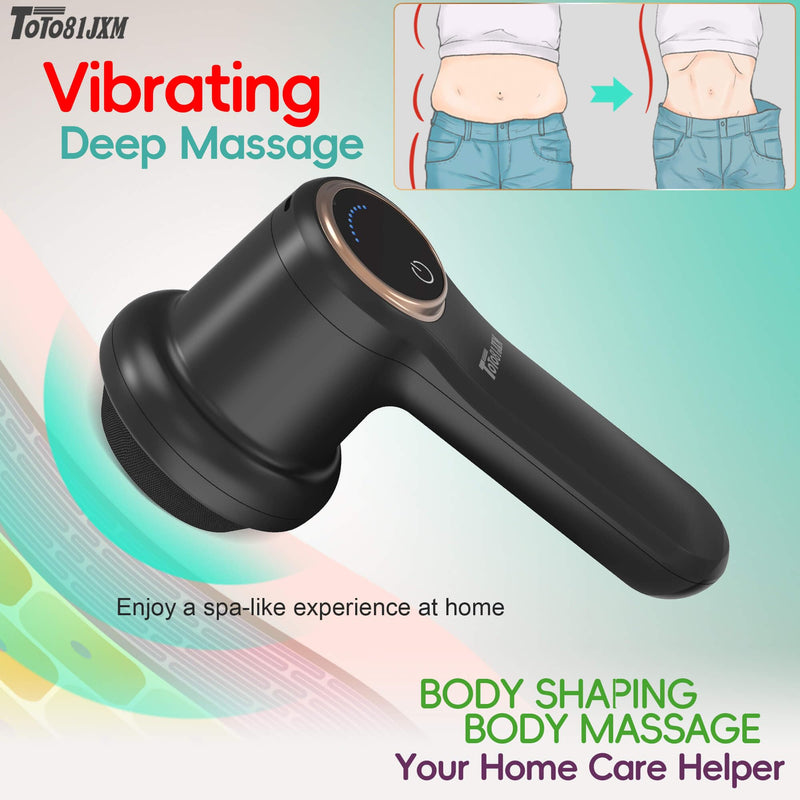 Handheld Cellulite Massager, Body Sculpting Machine, Lymphatic Drainage Device, Lipo Massage Roller for Stomach Belly Butt Arms Legs, Vibrating Massage Home Use Cordless & Mini (Black) Black