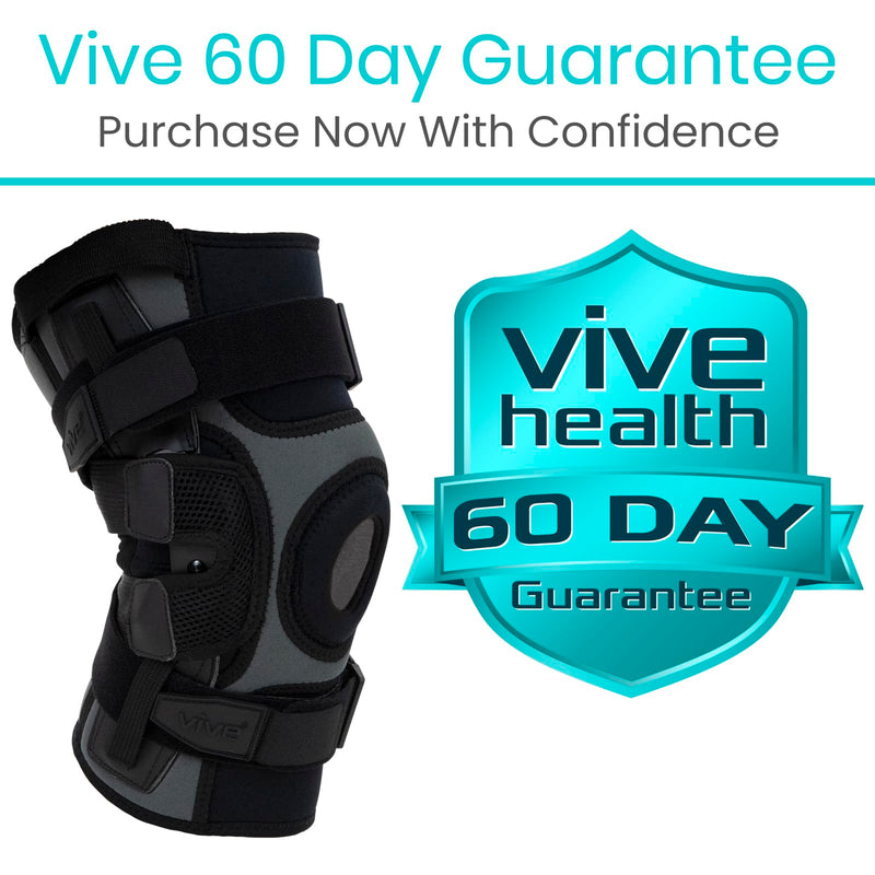 [Australia] - Vive Hinged Knee Brace with Side Stabilizers - Support for Patella & Meniscus Tear Pain for Men & Women - Adjustable Hinges for Hyperextension, MCL, ACL & Sports Injury - Heavy Duty for Stability Medium 
