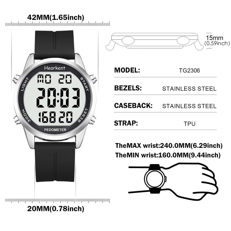 [Australia] - Pedometer Watch for Walking for Senior Non Bluetooth No App Required with Steps Calories Counter and LCD Large Numbers black 