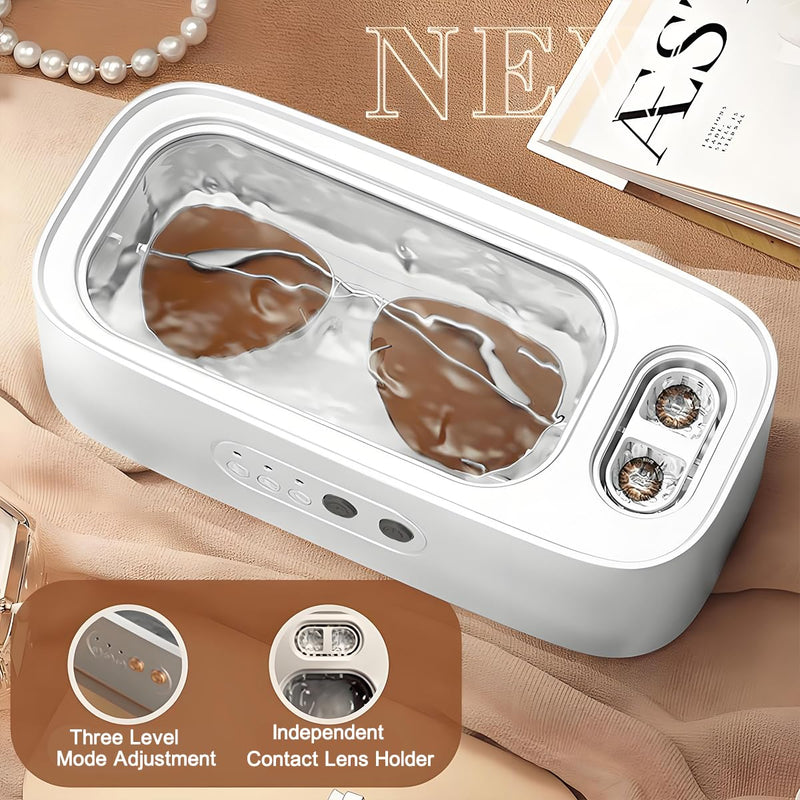 [Australia] - Contact Lens Cleaner, Ultrasonic Jewelry Cleaner, Portable Ultrasonic Contact Lens Cleaning Machine, Ultrasonic Cleaner Machine for Jewelry, Eyeglasses, Rings, Watch Strap, Dual Cleaning Modes 