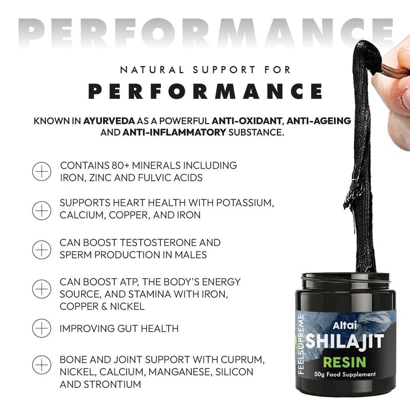 Natural Black Altai Shilajit Resin - 100% Pure Shilajit, Additive Free, 80 Trace Minerals Including Magnesium, Fulvic Acid, and Zinc Ethically Sourced, Shilajit for Men and Women - 50g