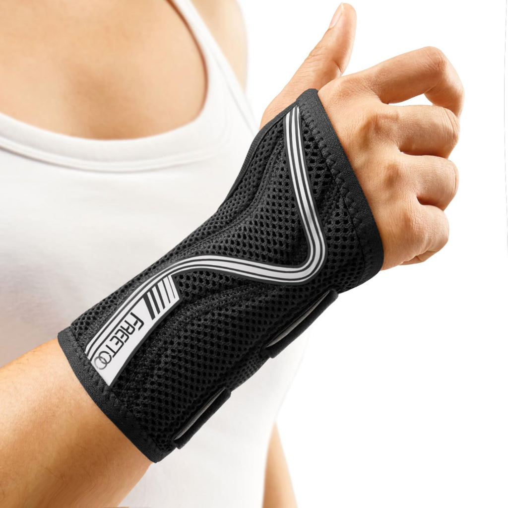 FREETOO Wrist Brace for Carpal Tunnel,[New Upgrade-Anatomically shaped] Adjustable Wrist Support Splint for Men and Women,Hand Brace for Pain Relief, Tendinitis,Arthritis,Right Hand,Medium,Black-Grey Right Hand (Black-Grey) Medium