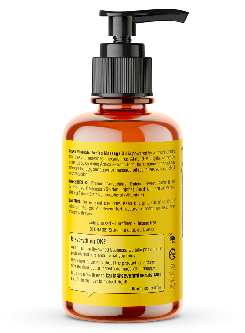 [Australia] - Seven Minerals Arnica Sore Muscle Massage Oil for Massage Therapy - 4 oz - Ideal for Professional or at-Home Body Massage. 4 Fl Oz (Pack of 1) 