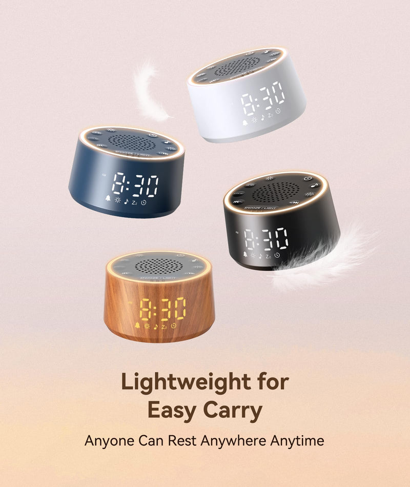 [Australia] - Dreamegg Sound Machine for Sleep - D1 Nova White Noise Sound Machine for Baby Adult with Alarm Clock, Soothing Sounds, Dimmable, White Noise Alarm Clocks for Bedrooms Heavy Sleepers Travel, Black Palm-sized 