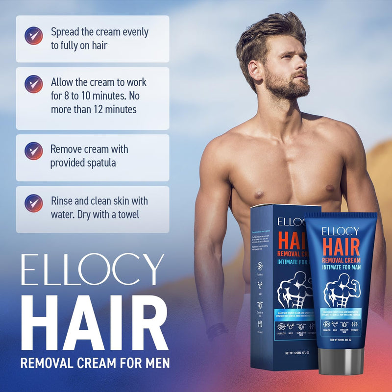 [Australia] - Hair Removal Cream for Men: Depilatory Cream For Unwanted Male Hair In Intimate/Private Area - Skin Friendly, Painless & Flawless cream (4 Ounce) 4 Ounce (Pack of 1) 