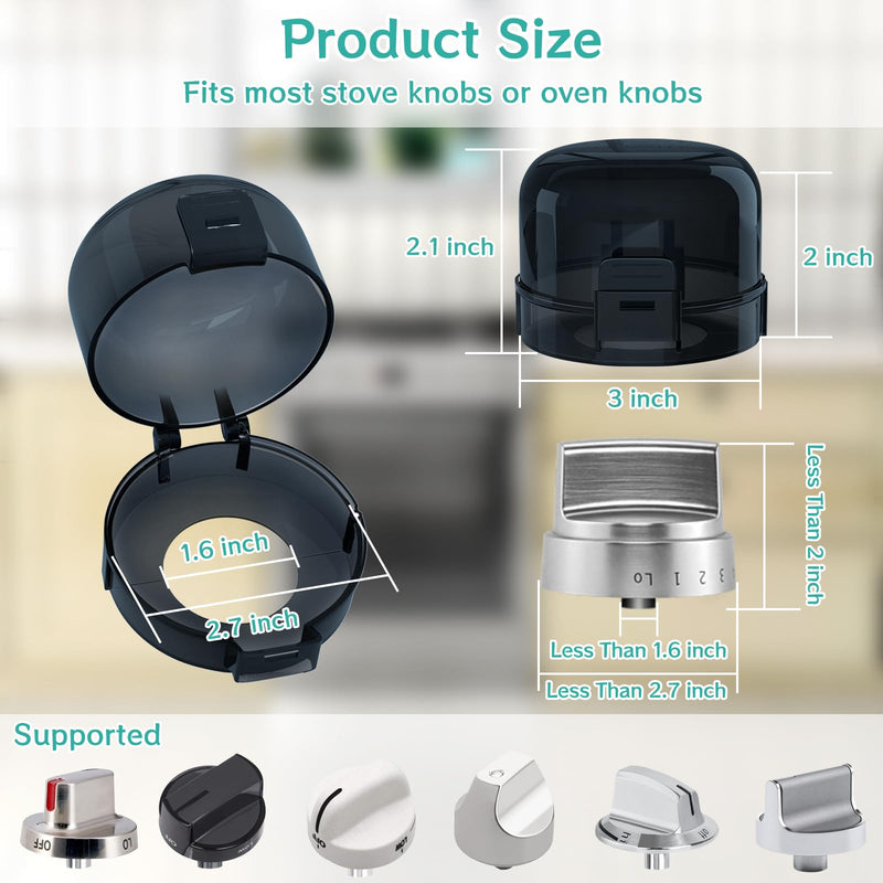 [Australia] - Stove Knob Covers for Child Safety,AOSITE 5 Pack Upgraded Gas Knob Covers for Kids Stove Guard with Strong Adhesive, Durable Design Childproof Oven Knob Locks for Babies and Pets,No Screws or Drill Black 