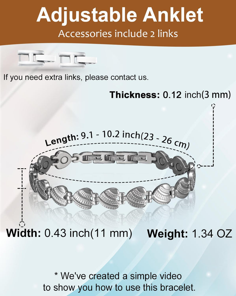 [Australia] - MagVIVACE Copper Magnetic Anklet for Women for Arthritis and Joint, Magnetic Stainless Steel Ankle Bracelet with Magnets (Stainless Steel) 