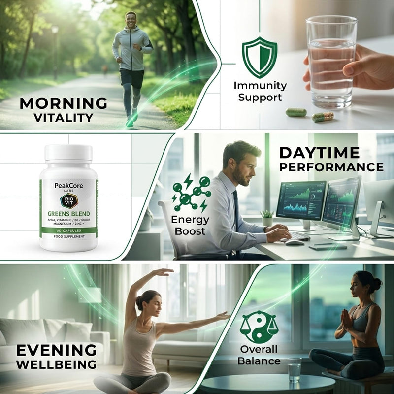 Greens Blend | Premium BioVit® Formula | 100% Natural Vitamins & Minerals | Plant-Based Ingredients, Greens & Essential Nutrients | Daily Nutritional Support | 60 Capsules
