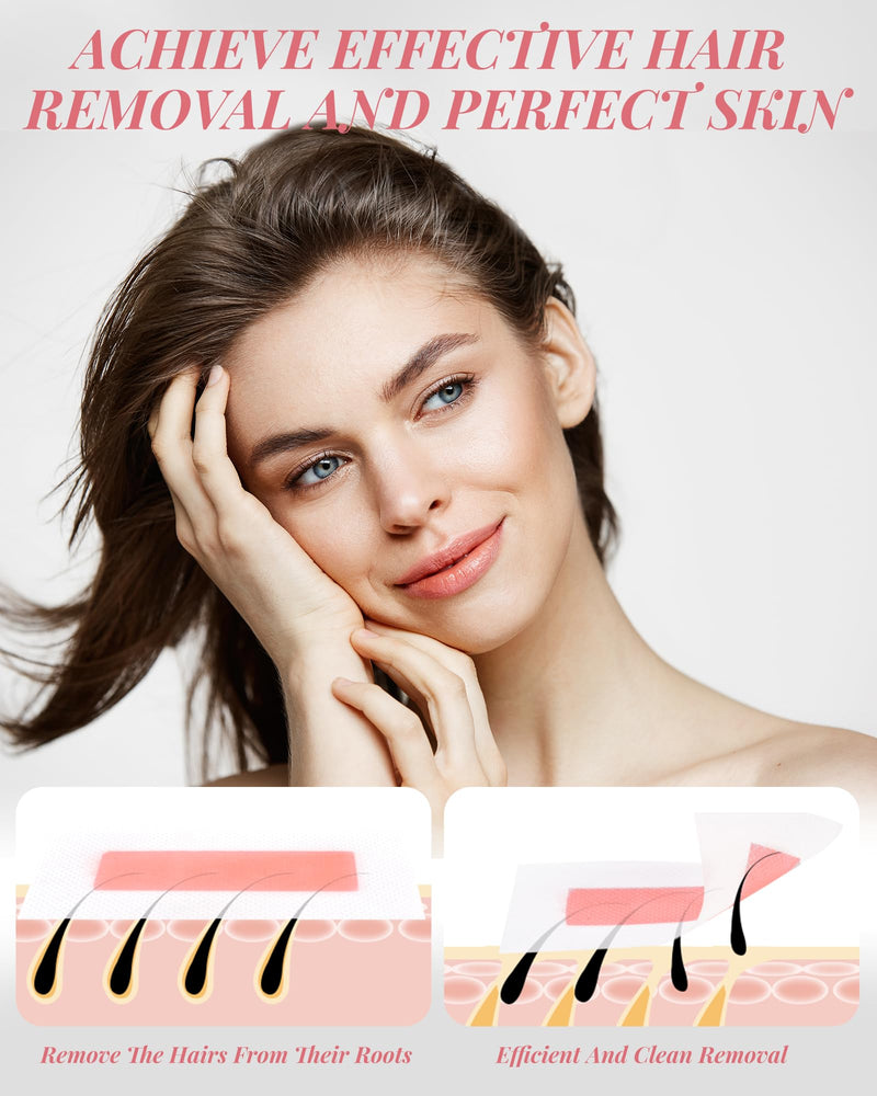[Australia] - 36PCS Facial Wax Strips for Hair Removal, Facial Hair Removal for Women, Waxing Kit for Women's Face, Bikini, Chest, Body, Arms, Legs, Back, & Brazilian | 36ct Waxing Strips & 4 calming Oil Wipes Rose 36 Count (Pack of 1) 