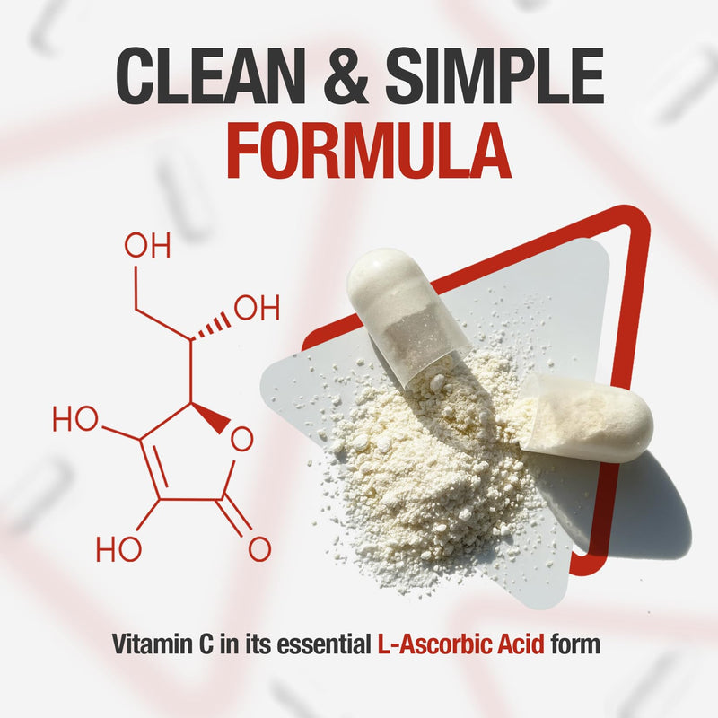 Vitamin C 1000mg Capsules - 300 pcs (10 Month Supply) of Rapidly Disintegrating Capsules, Each with 1000mg of Premium Quality & Pure Ascorbic Acid (VIT C) Powder in Large Family XXL Pack 300 count (Pack of 1)