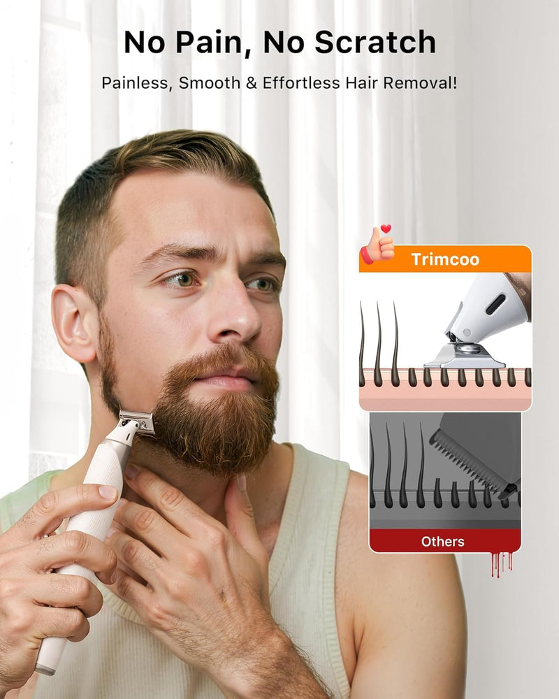 [Australia] - Electric Groin & Body Hair Trimmer - Painless Beard Razor for Men, All-in-One Body Groomer, Waterproof Wet/Dry Men's Ball Shaver with Magnetic Head, USB-C Charging, Easy Claen, White(Lite) White-Lite 