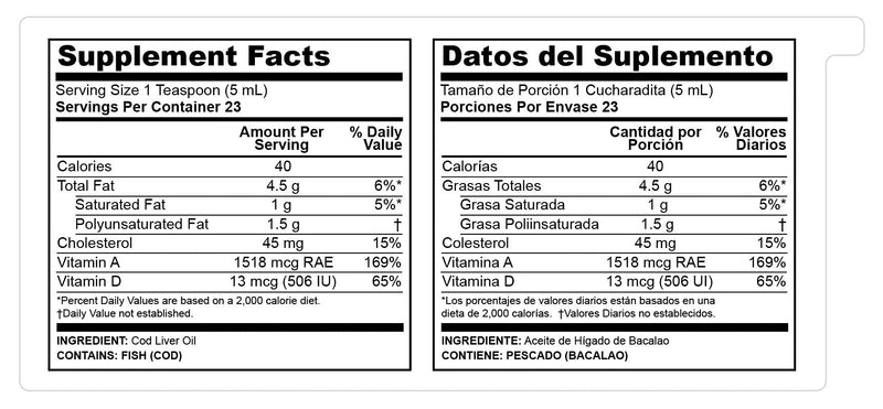 [Australia] - De La Cruz Cod Liver Oil Liquid - Pure Wild-Caught Icelandic Fish Oil 4 FL OZ (118 mL) 