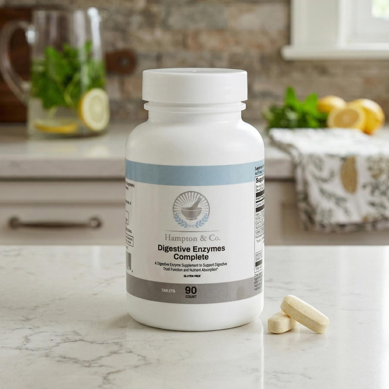 Hampton Distribution Digestive Enzymes Complete: A Premium Broad-Spectrum Formula for Gut Function and Nutrient Bioavailability. Gluten-Free & Non-GMO – 90 Tablets 90 Count (Pack of 1)