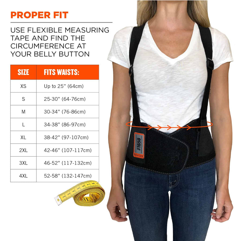 Ergodyne ProFlex 1650 Back Support Belt, 7.5" Elastic, Adjustable, Removeable Straps, Large Large (Pack of 1)