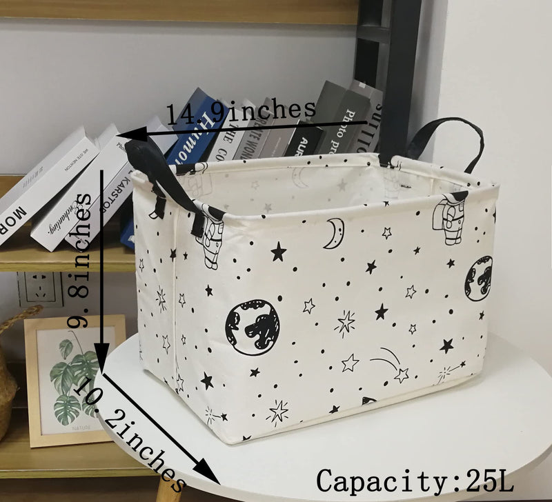 [Australia] - Rectangle Kids Storage Basket Astronaut Pattern Laundry Clothes Basket Laundry Hamper with Handles,Baby Toys Storage Box and Bins Toys Gift Basket for Boys and Girls REC astronaut 