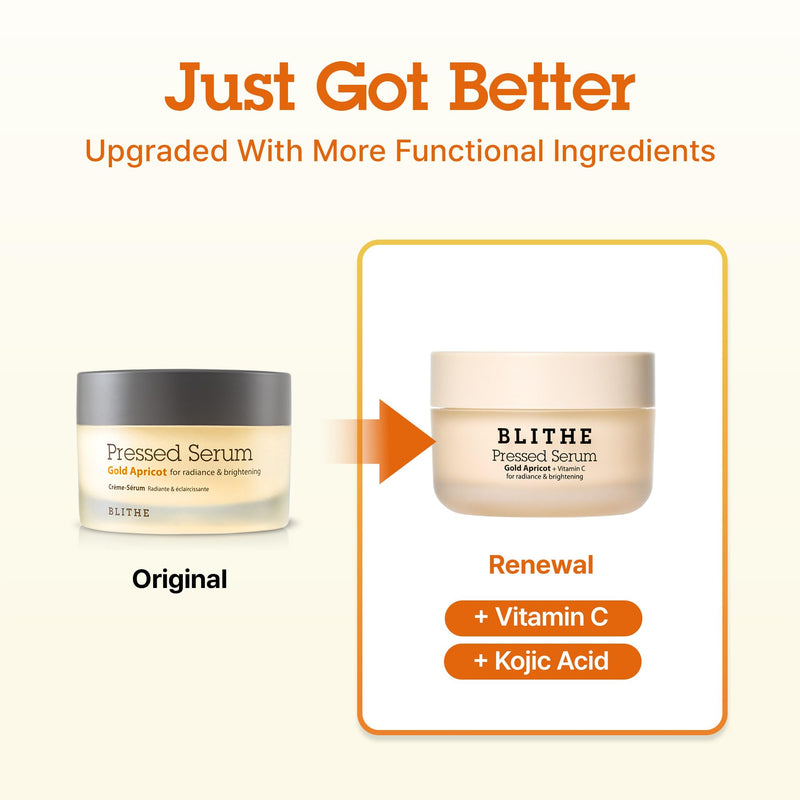 BLITHE Pressed Serum Gold Apricot With Kojic Acid & Vitamin C | Glow Serum for Face | Glass Skin Korean Skincare & Face Moisturizer for Dry Skin, 0.91 fl oz 0.91 Fl Oz (Pack of 1)