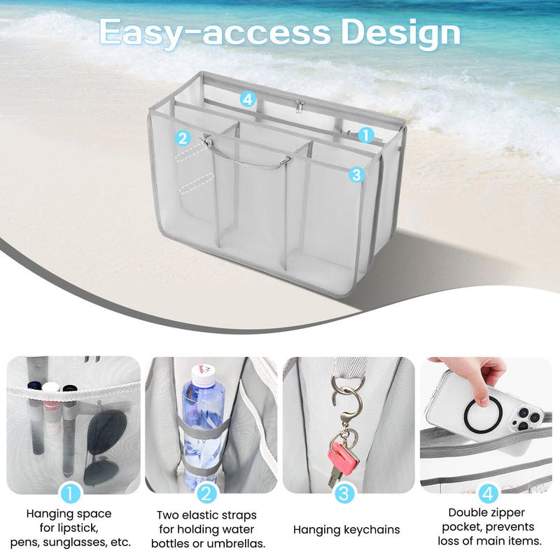 XYFuuee Beach Bag Organizer Inserts for X Large Bogg Bag Accessories, Strap Wrap for Bogg Bag Accessories, Adjustable Crossbody Replacement Straps