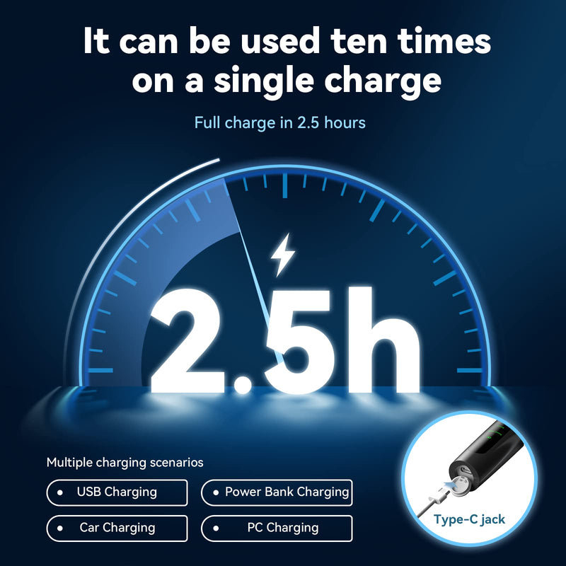 [Australia] - Tooth Polisher Rechargeable,Tooth Buffer Polisher with 5 Replacement Heads & Cleaning Modes, USB Rechargeable, Ipx6 Waterproof, Teeth Black Stain Remover for Adults & Kids Black 
