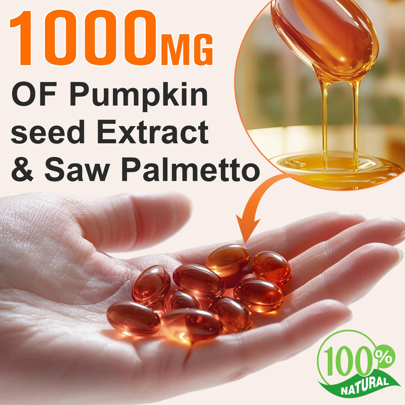 [Australia] - Pumpkin Seed Oil with Saw Palmetto 2-in-1 Formula 300 Softgels, Cold Pressed, Pure Virgin Oil, Supports Hair, Urinary, Bladder & Prostate Health, Non-GMO 